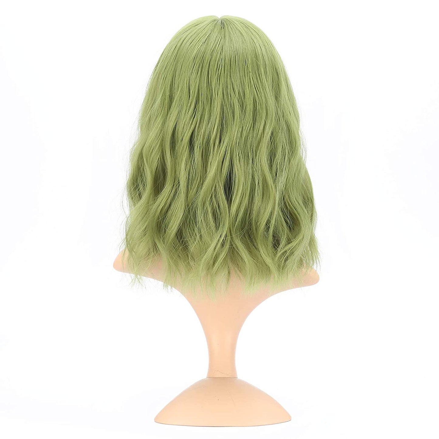 VCKOVCKO Natural Wavy Wig With Air Bangs 12"(Matcha Green)