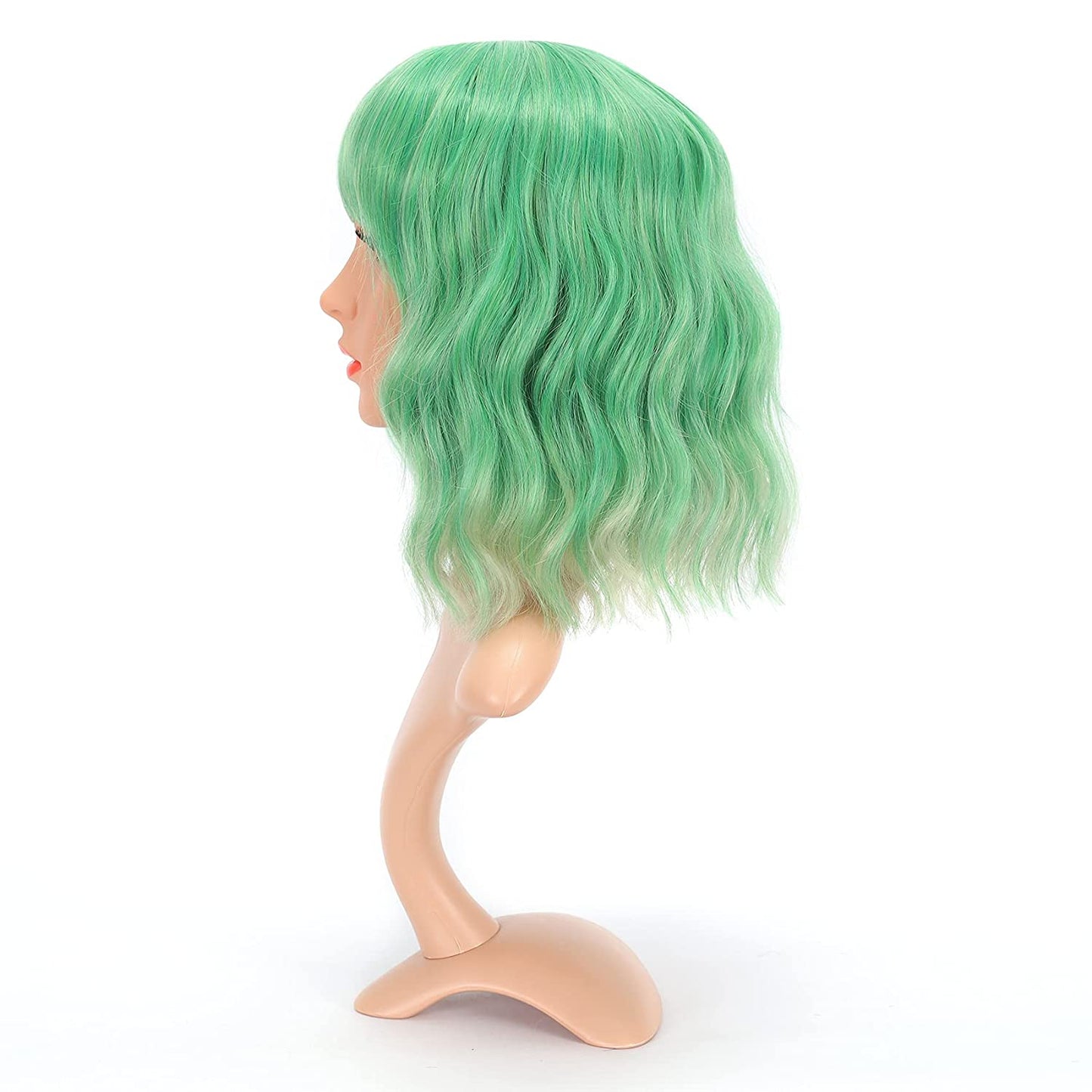 VCKOVCKO Natural Wavy Wig With Air Bangs 12"(TGreen/613#)