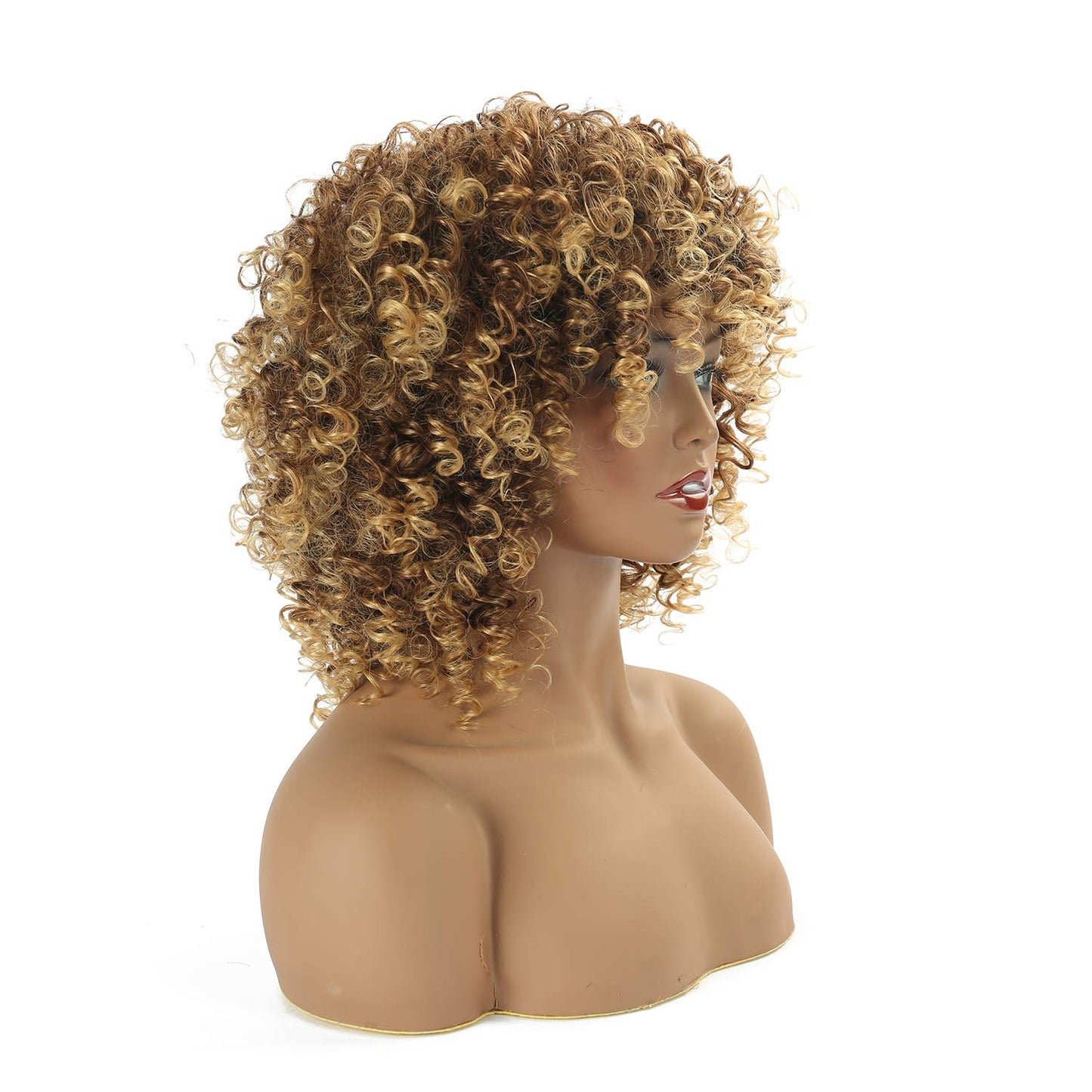 VCKOVCKO Afro Synthetic Short Curly Wig with Bangs 8"(Color:T33/27)