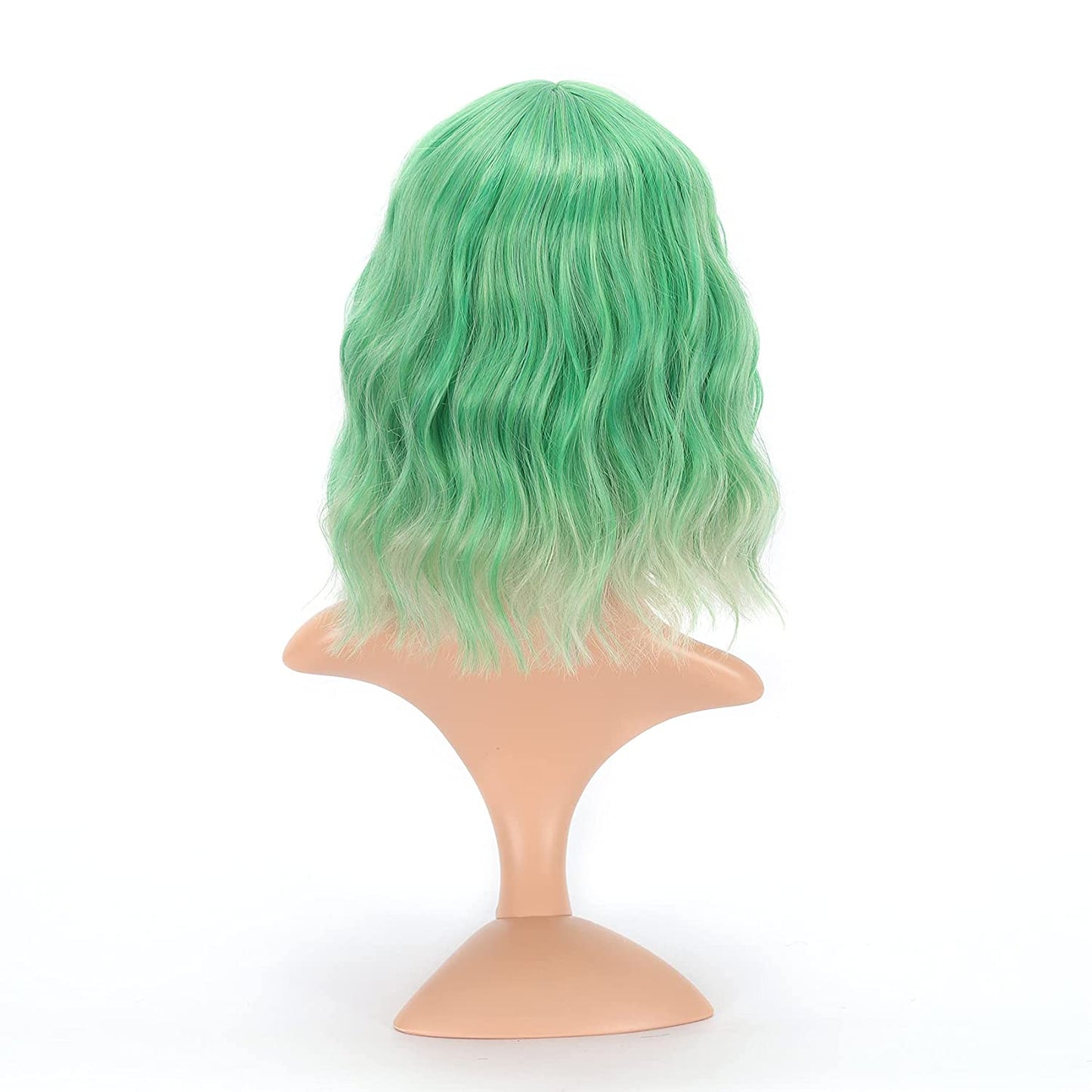 VCKOVCKO Natural Wavy Wig With Air Bangs 12"(TGreen/613#)