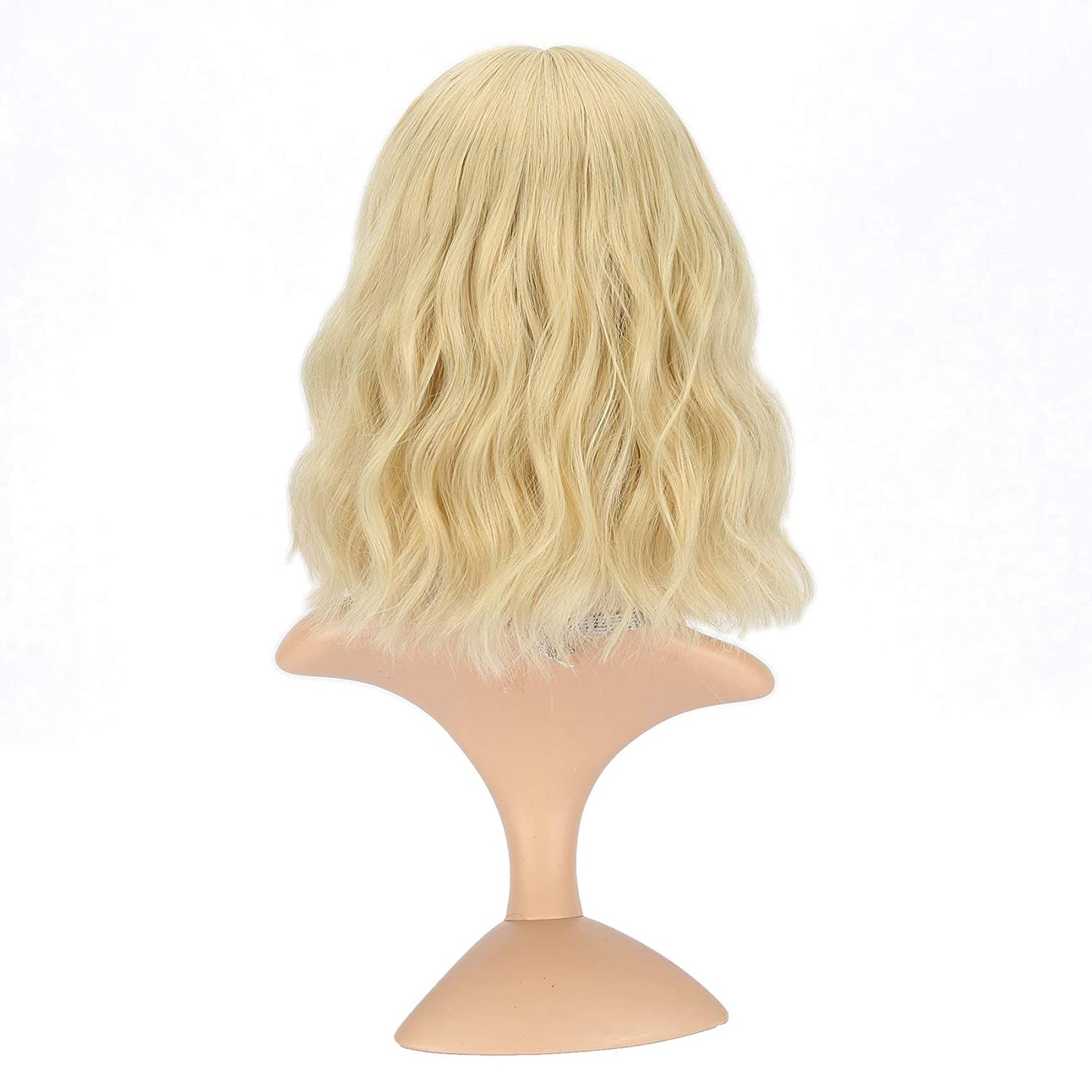 VCKOVCKO Natural Wavy Wig With Air Bangs 12"(Blonde)