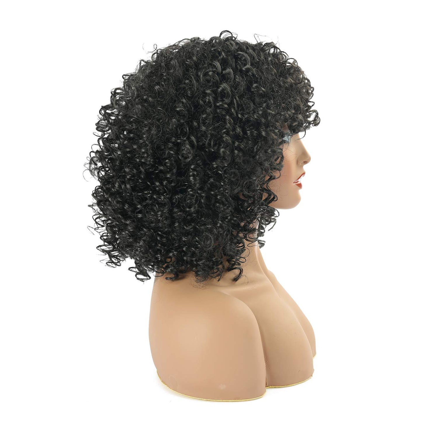 VCKOVCKO Afro Synthetic Short Curly Wig with Bangs 8"(Color:1B#)