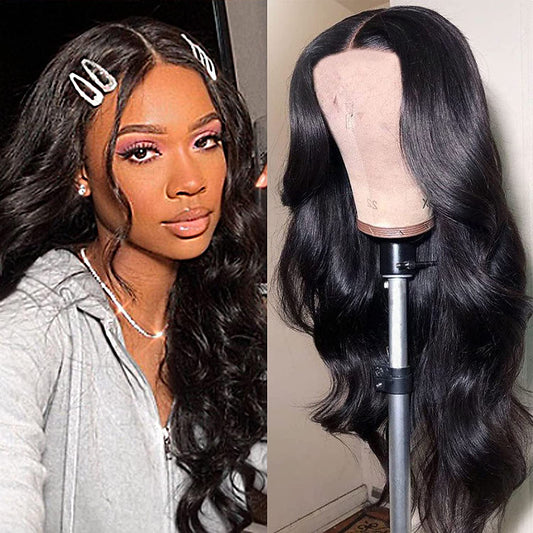 TELLBEEN Body Wave 4x4 Lace Front Wigs 100% Virgin Human Hair Wigs 150% Density