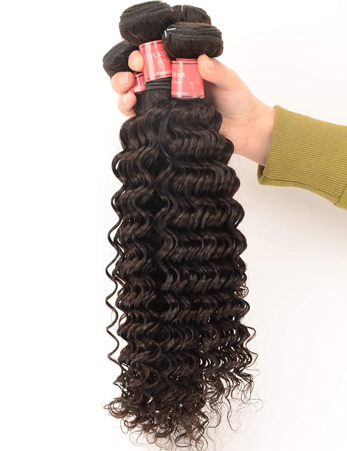 VCKOVCKO Deep Curly Bundles Brazilian Hair 100% Unprocessed Virgin Human Hair 3 Bundles