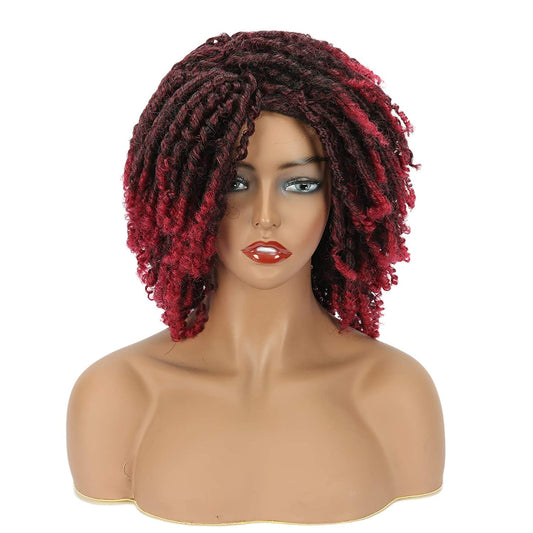 VCKOVCKO Dreadlock  Afro Short Curly Twist Braid Wig 6"(Color:T1B/BURG#)