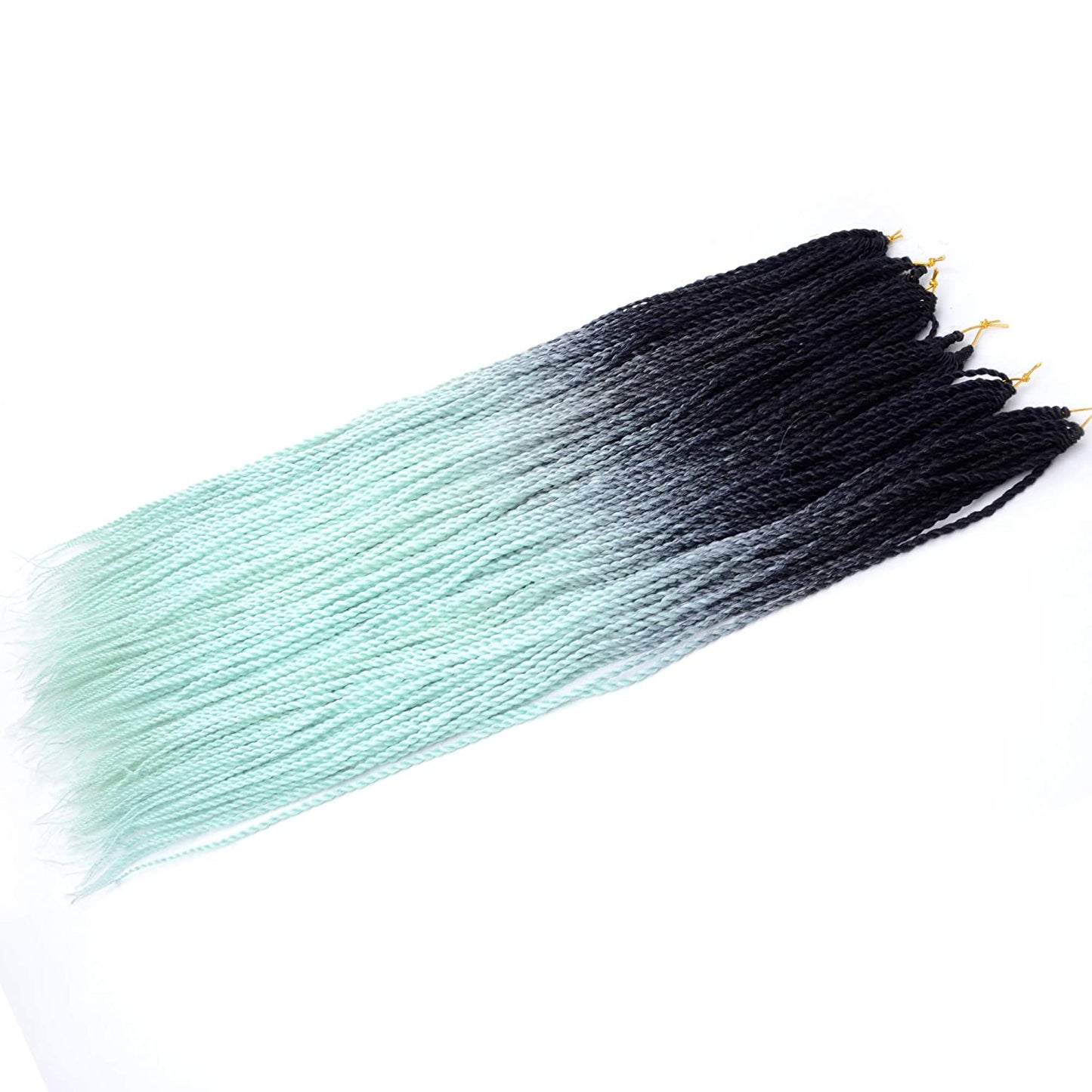 VCKOVCKO Ombre Synthetic Crochet Twist Braiding Hair,30 Roots/Bundles,6 Bundles/Lot,24"(Black-Litht Green)