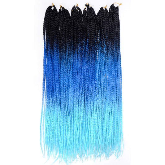 VCKOVCKO Ombre Synthetic Crochet Twist Braiding Hair,30 Roots/Bundles,6 Bundles/Lot,24"(Black-Blue-Light Blue)