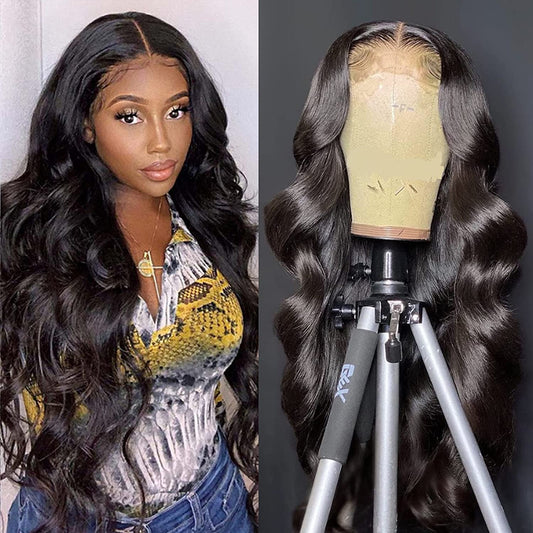 TELLBEEN Body Wave 4x4 Lace Front Wigs 100% Virgin Human Hair Wigs 150% Density