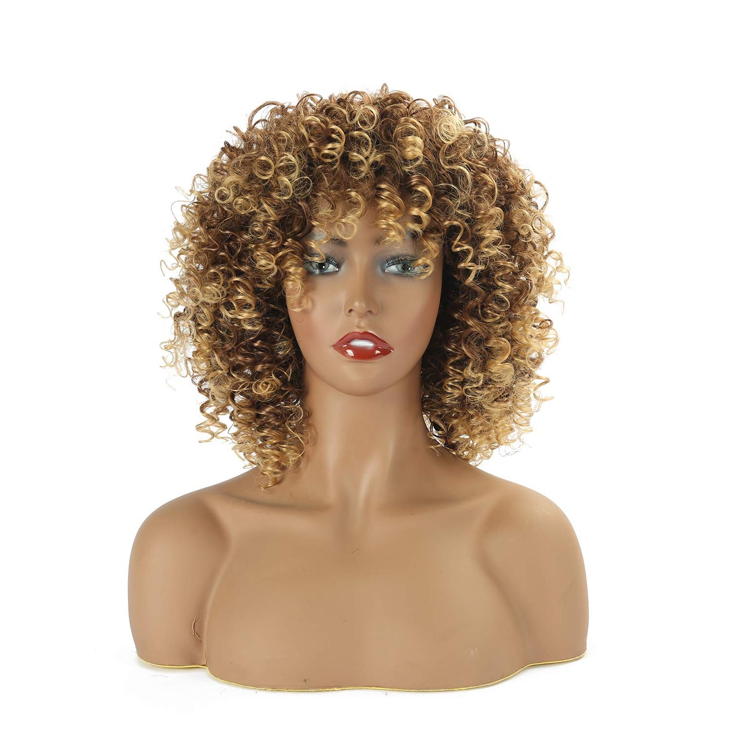 VCKOVCKO Afro Synthetic Short Curly Wig with Bangs 8"(Color:T33/27)