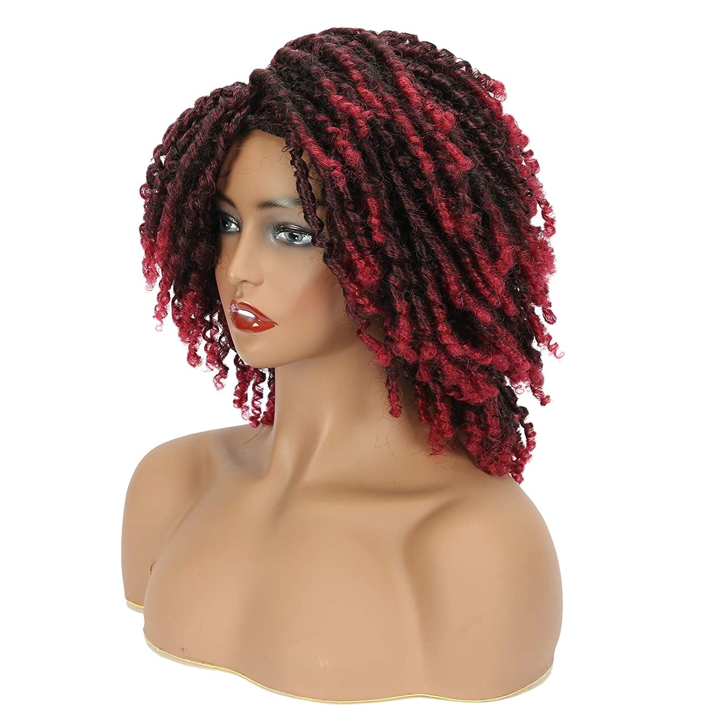 VCKOVCKO Dreadlock  Afro Short Curly Twist Braid Wig 6"(Color:T1B/BURG#)