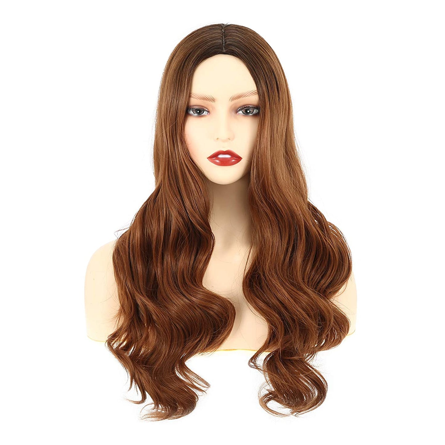 VCKOVCKO Long Loose Ombre Natural Wavy Wigs 22"(Ombre Black to Red Brown)