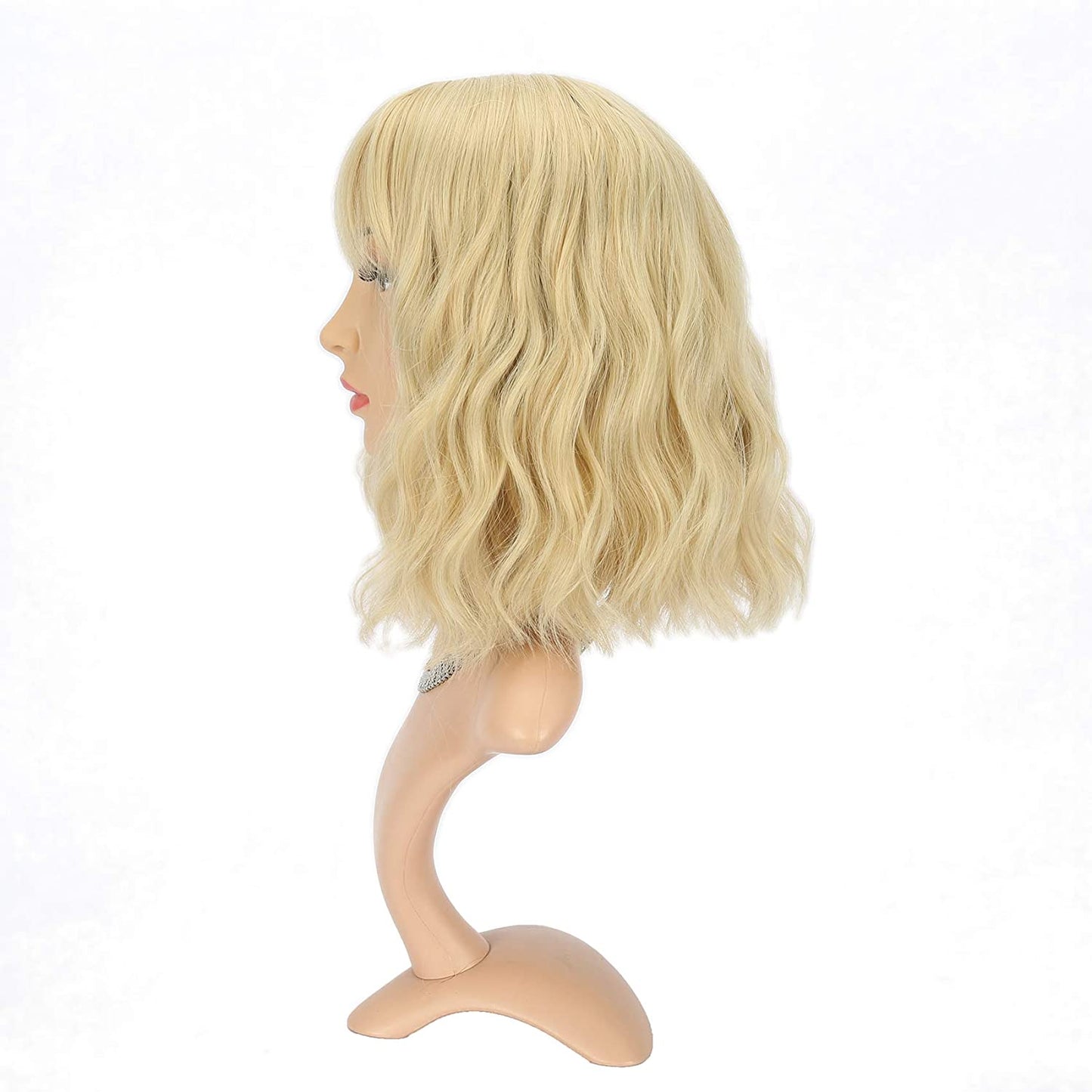 VCKOVCKO Natural Wavy Wig With Air Bangs 12"(Blonde)