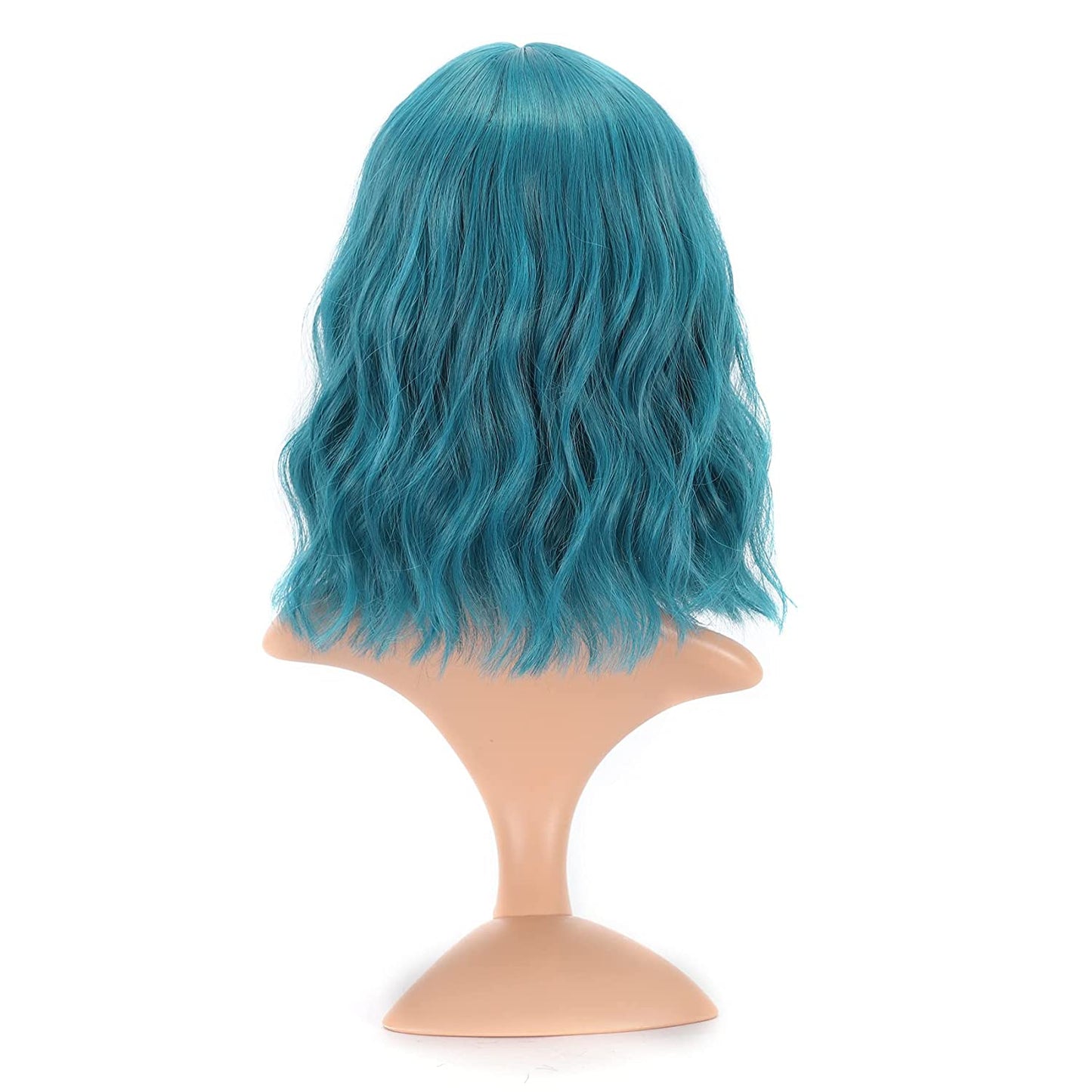 VCKOVCKO Natural Wavy Wig With Air Bangs 12"(Dark Blue)