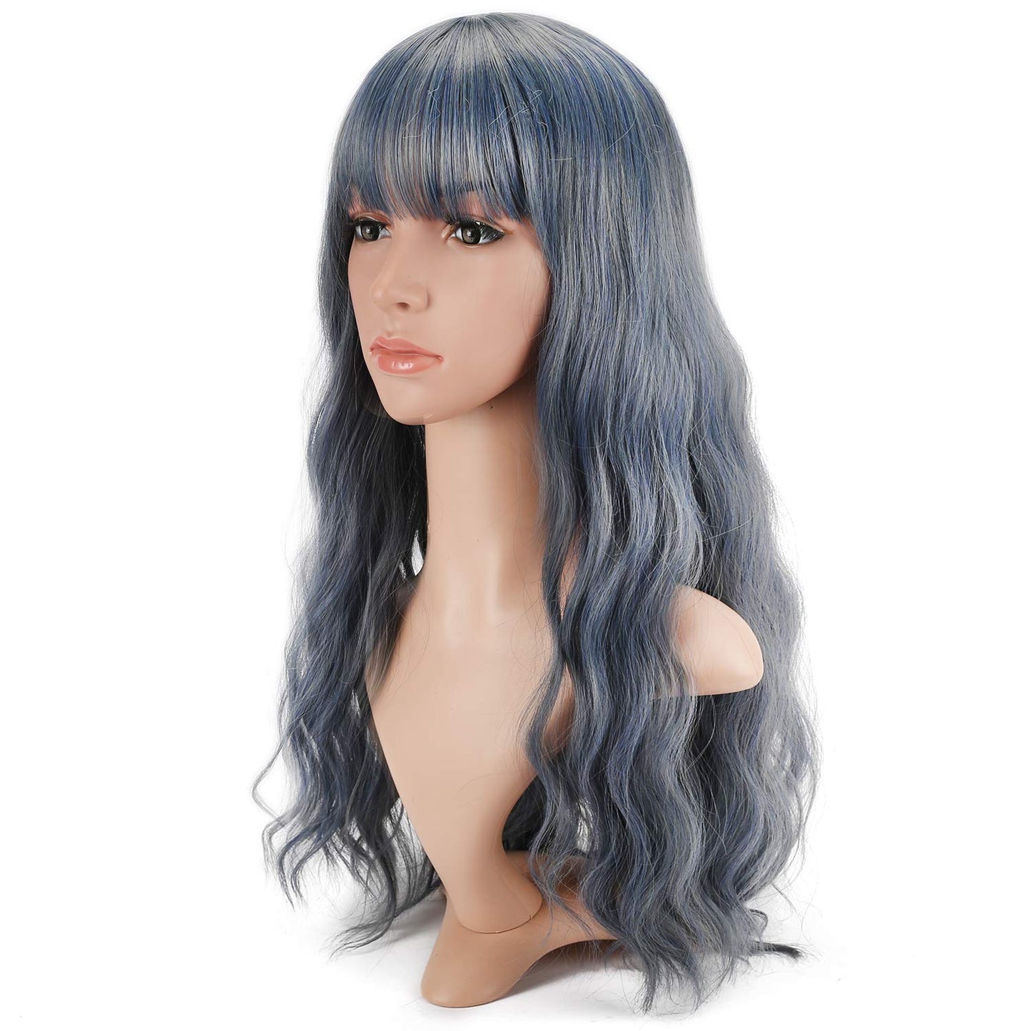 VCKOVCKO Long loose Wavy Synthetic Wig With Air Bangs 24