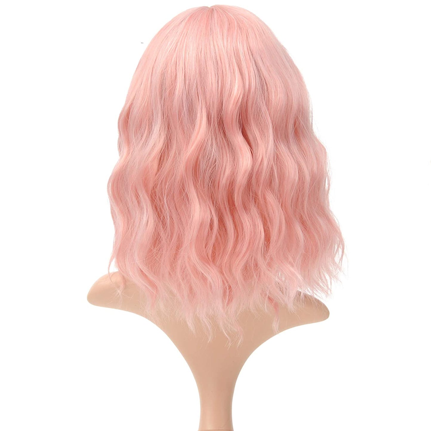 VCKOVCKO Natural Wavy Wig With Air Bangs 12"(lovely pink)