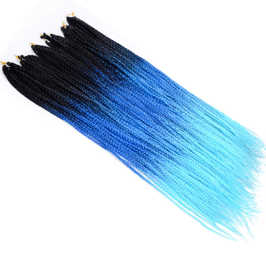 VCKOVCKO Ombre Synthetic Crochet Twist Braiding Hair,30 Roots/Bundles,6 Bundles/Lot,24"(Black-Blue-Light Blue)