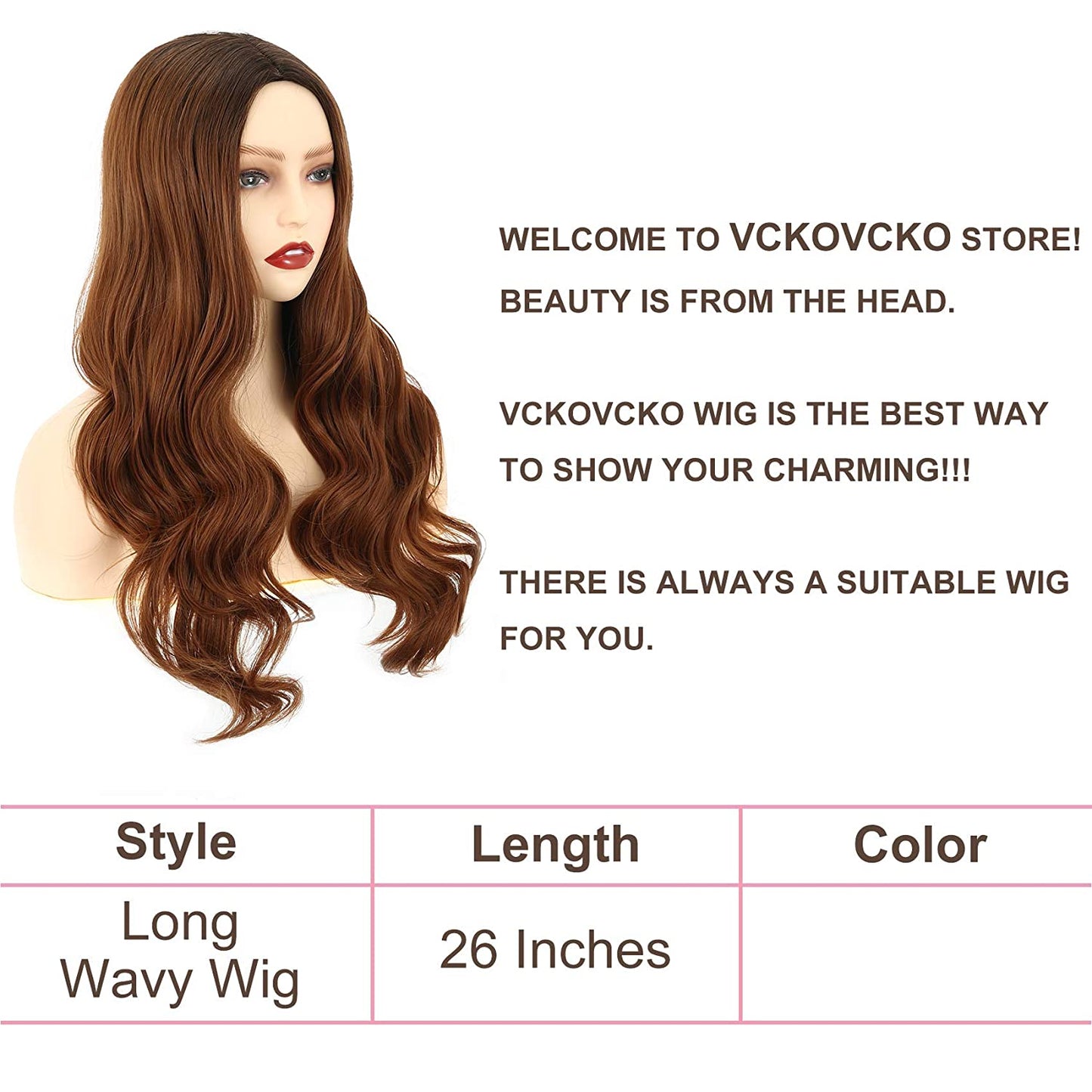 VCKOVCKO Long Loose Ombre Natural Wavy Wigs 22"(Ombre Black to Red Brown)