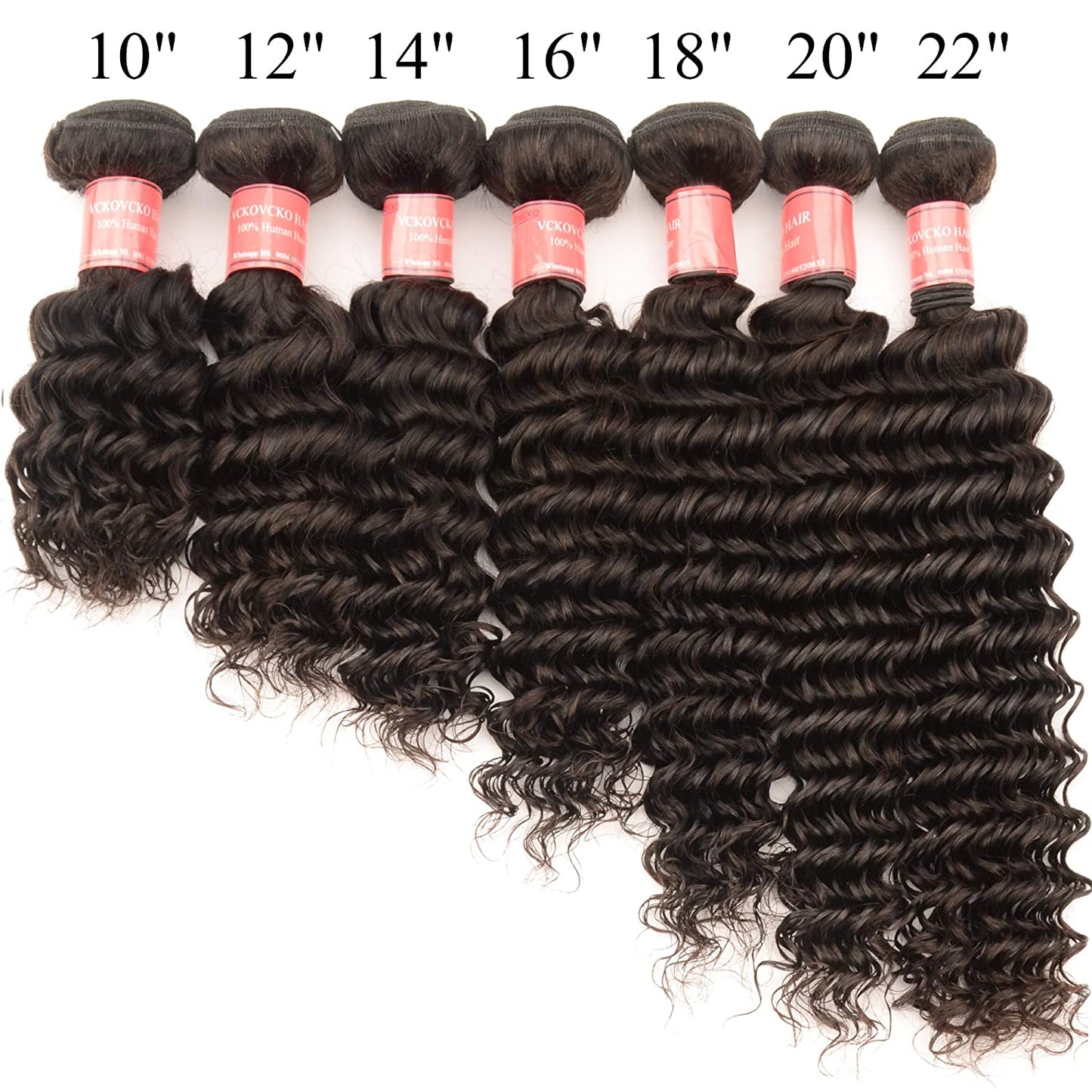 VCKOVCKO Deep Curly Bundles Brazilian Hair 100% Unprocessed Virgin Human Hair 3 Bundles