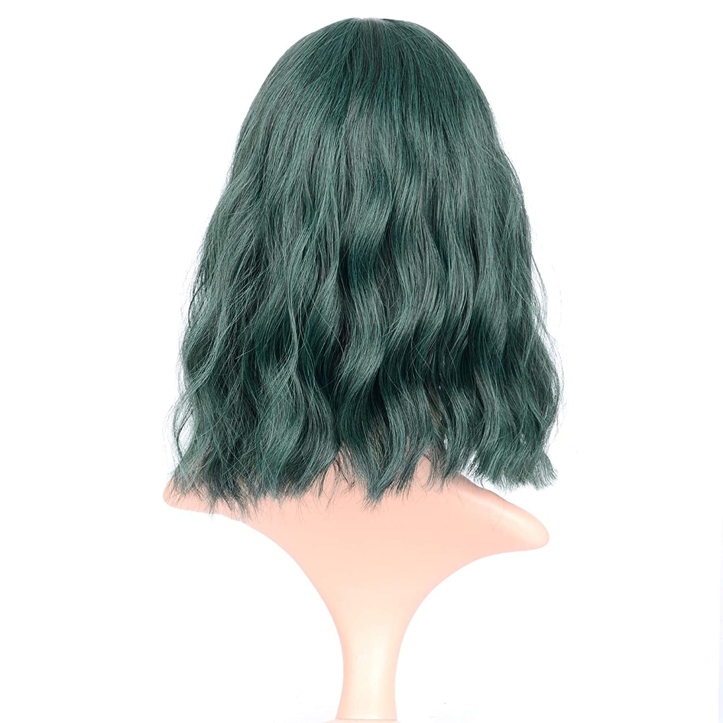 VCKOVCKO Natural Wavy Wig With Air Bangs 12"(Mix Green)