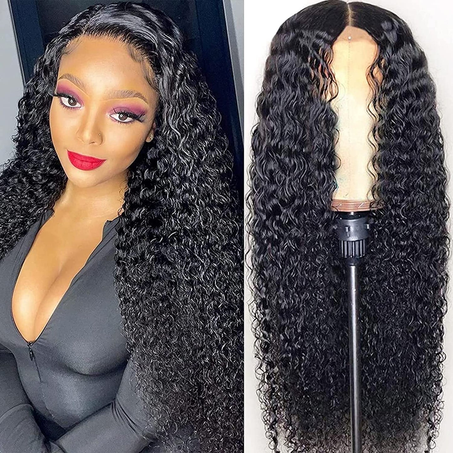 TELLBEEN Kinky Curly 13×4 Lace Frontal Wigs 150% Density Real Human Hair