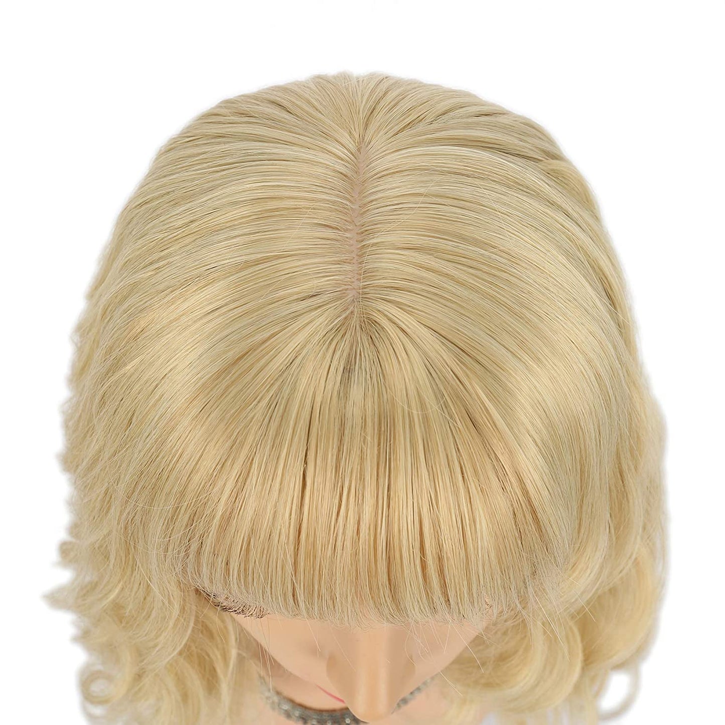 VCKOVCKO Natural Wavy Wig With Air Bangs 12"(Blonde)