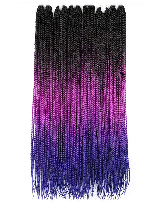 VCKOVCKO Ombre Synthetic Crochet Twist Braiding Hair,30 Roots/Bundles,6 Bundles/Lot,24"(Black-Purple-Blue)