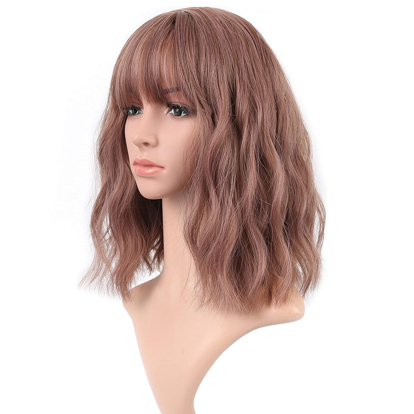 VCKOVCKO Natural Wavy Wig With Air Bangs 12"(Blonde)