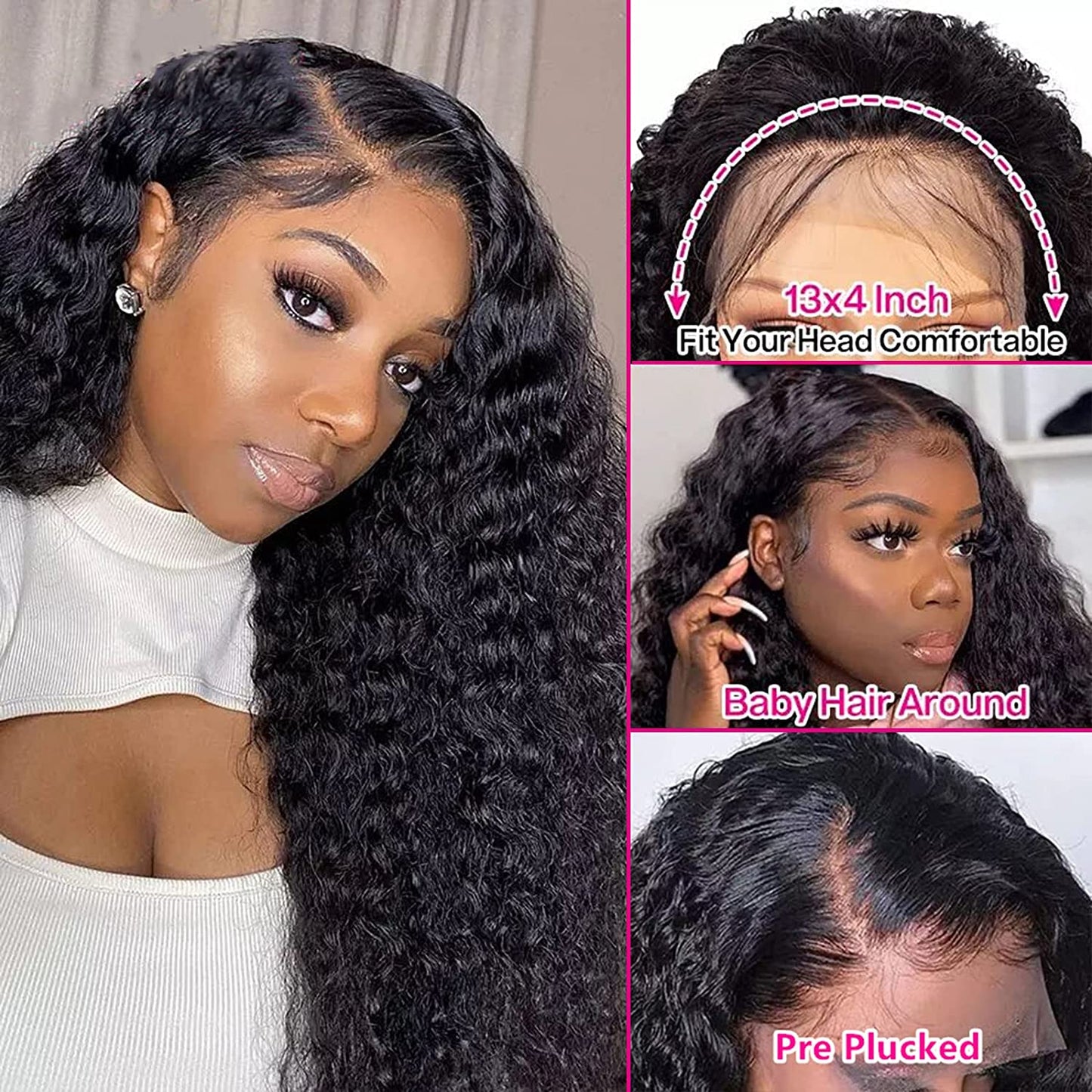 TELLBEEN Kinky Curly 13×4 Lace Frontal Wigs 150% Density Real Human Hair