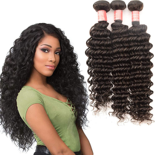 VCKOVCKO Deep Curly Bundles Brazilian Hair 100% Unprocessed Virgin Human Hair 3 Bundles