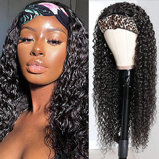 TELLBEEN Kinky Curly Headband Bob Wigs Easy Wear & Go Glueless Virgin Human Hair Wigs