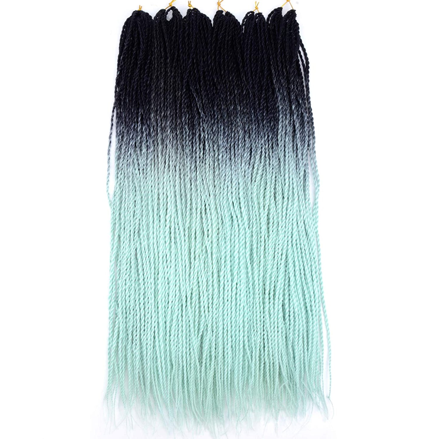 VCKOVCKO Ombre Synthetic Crochet Twist Braiding Hair,30 Roots/Bundles,6 Bundles/Lot,24"(Black-Litht Green)