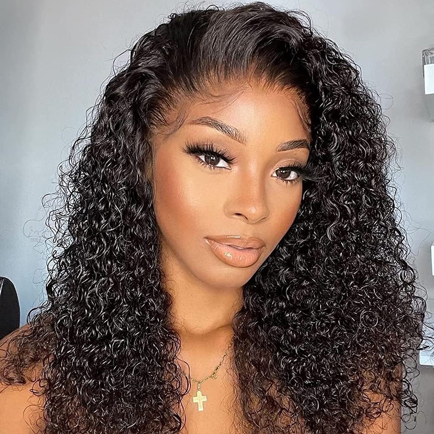 TELLBEEN Kinky Curly 13×4 Lace Frontal Wigs 150% Density Real Human Hair