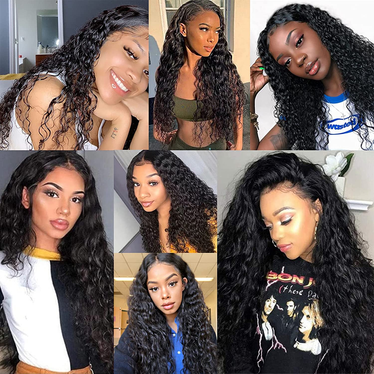 Water Wave Lace Frontal Wigs 100% High Quality Virgin Human Hair