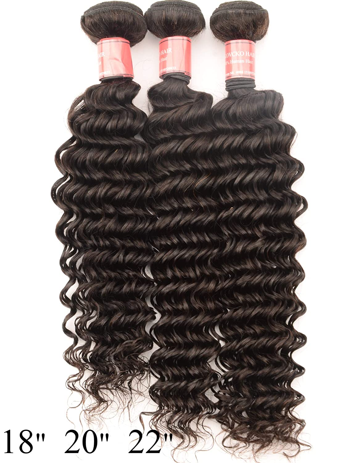 VCKOVCKO Deep Curly Bundles Brazilian Hair 100% Unprocessed Virgin Human Hair 3 Bundles