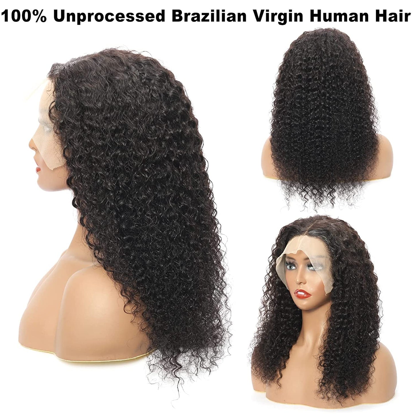 TELLBEEN Kinky Curly 13×4 Lace Frontal Wigs 150% Density Real Human Hair