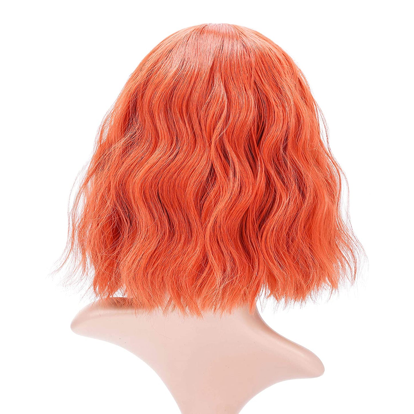 VCKOVCKO Natural Wavy Wig With Air Bangs 12"(Orange)